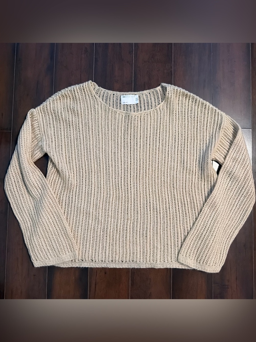 ASOS Beige Open-Weave Crewneck Sweater
